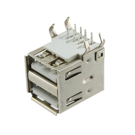 USB vrouwelijke connector - U560A-08S20-XXX - RIGHT ANGLE / FEMALE / A TYPE / DUAL PORT